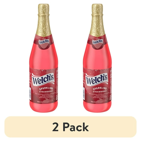 (2 pack) Welch's Non-Alcoholic Sparkling Strawberry Juice Cocktail, 25.4 fl oz Bottle