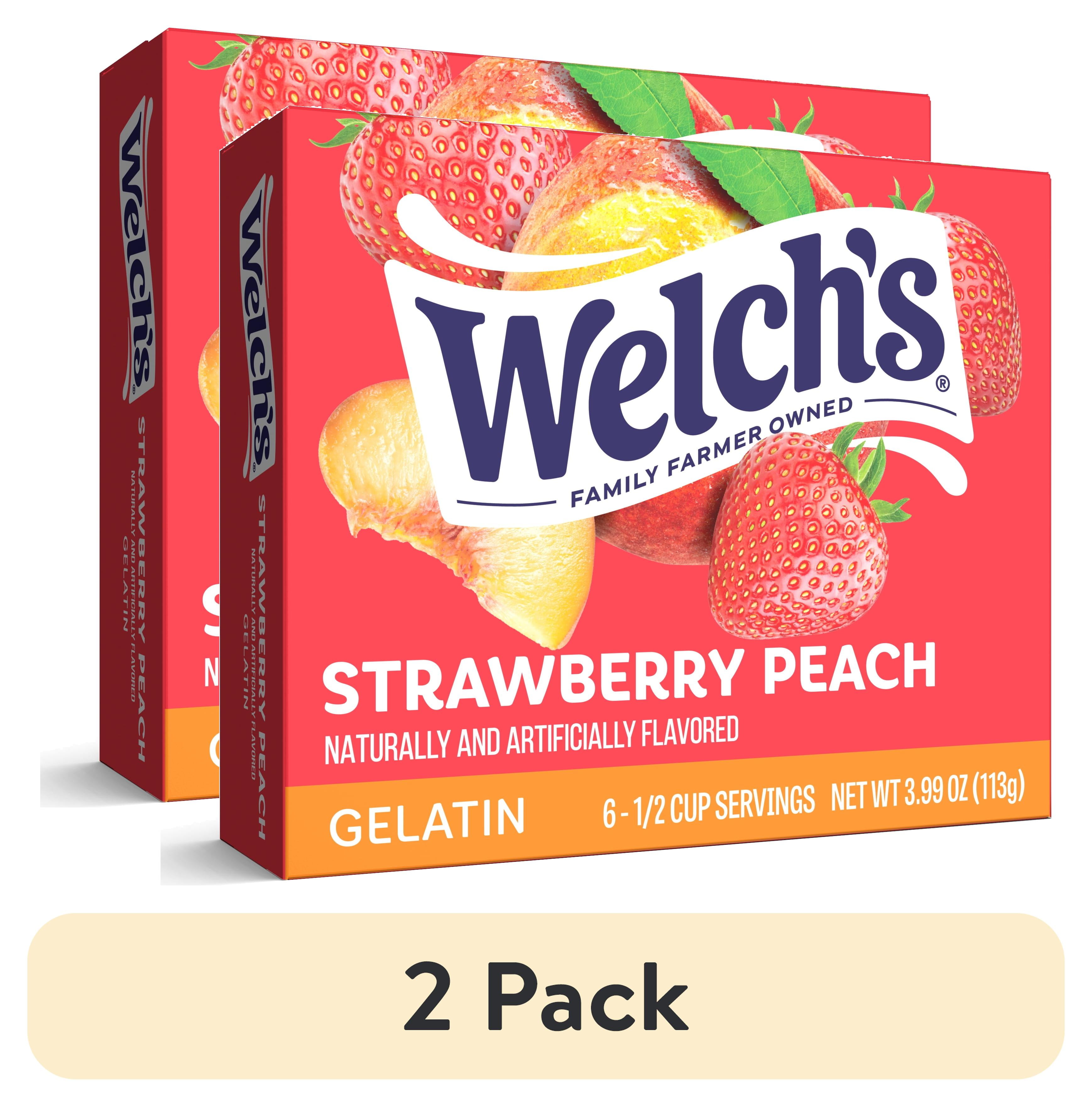 (2 pack) Welch's Strawberry Peach Gelatin Mix, 6 Servings, 3.99 oz Cardboard Box