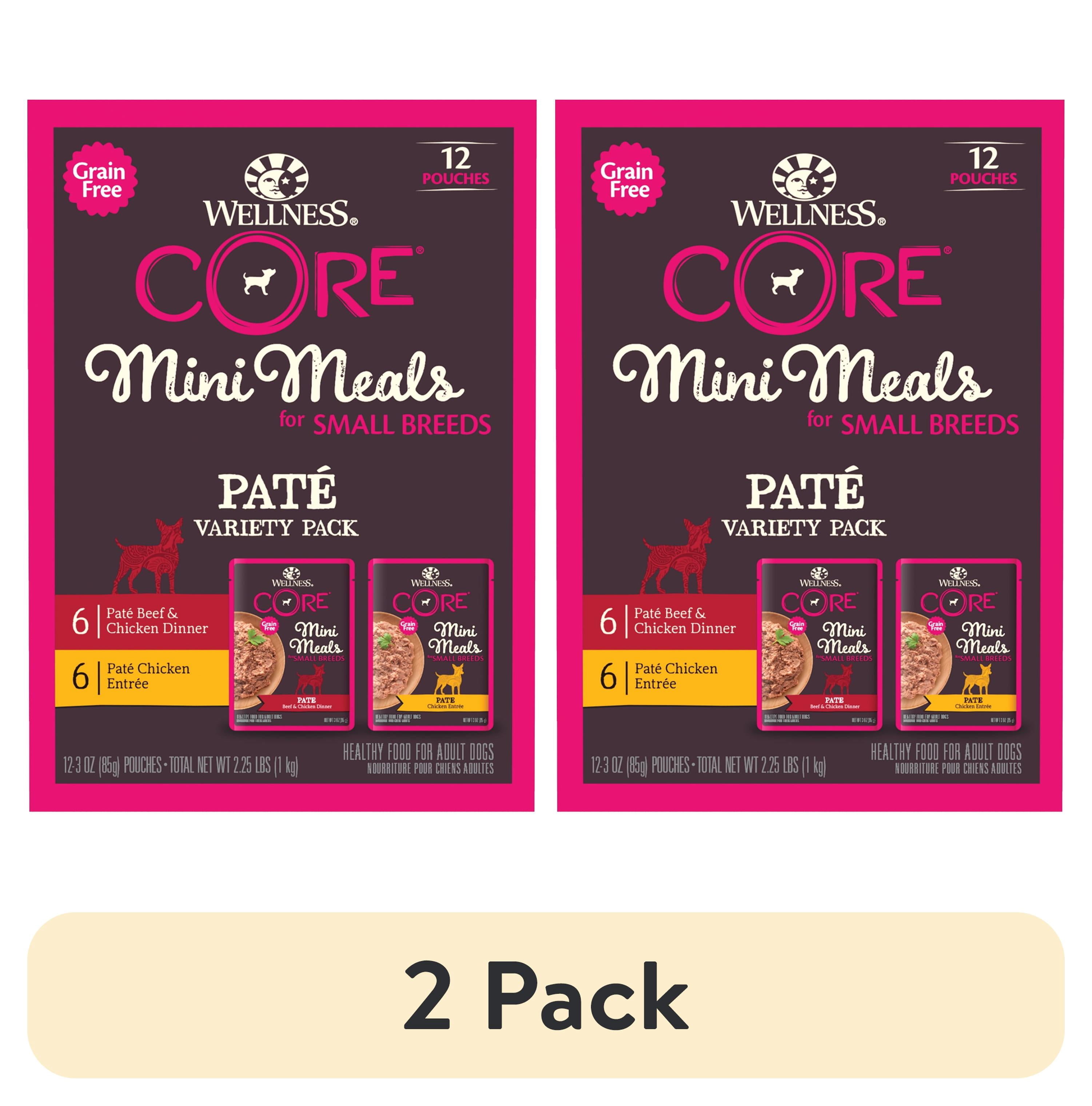 (2 pack) Wellness CORE Small Breed Mini Meals Pate Variety Pack Adult Wet Dog Food, Grain Free, Natural, 3 oz, Pack of 12
