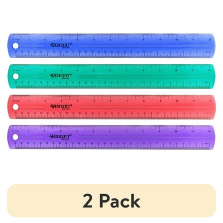 (2 pack) Westcott 12" Jewel Colored Ruler