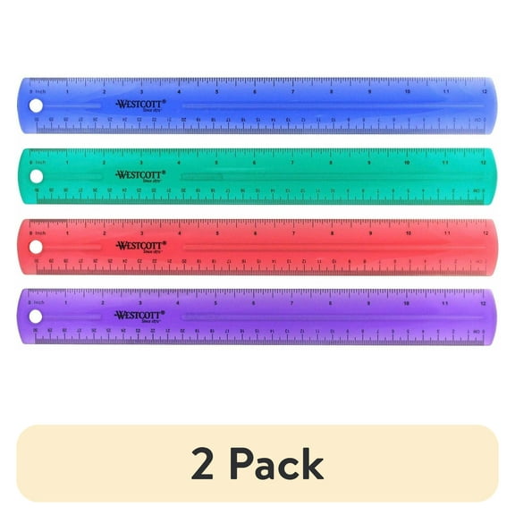 (2 pack) Westcott 12" Jewel Colored Ruler