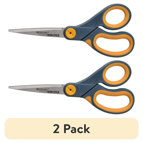 (2 pack) Westcott 8" Non-Stick Straight All-Purpose Scissors, High School Level