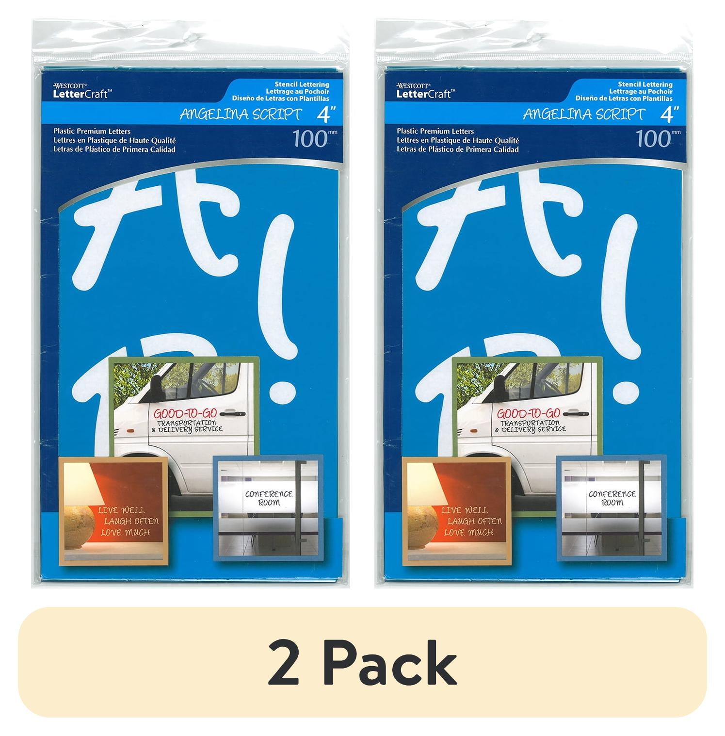 (2 pack) Westcott Alphabet Stencils 100/Pkg-Angelina Script 4"