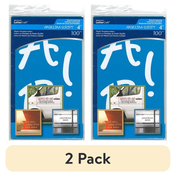 (2 pack) Westcott Alphabet Stencils 100/Pkg-Angelina Script 4"