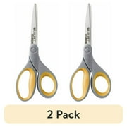 (2 pack) Westcott Titanium Bonded Adjustable Glide Scissors, 8", Grey & Yellow, for Office, 1-Count