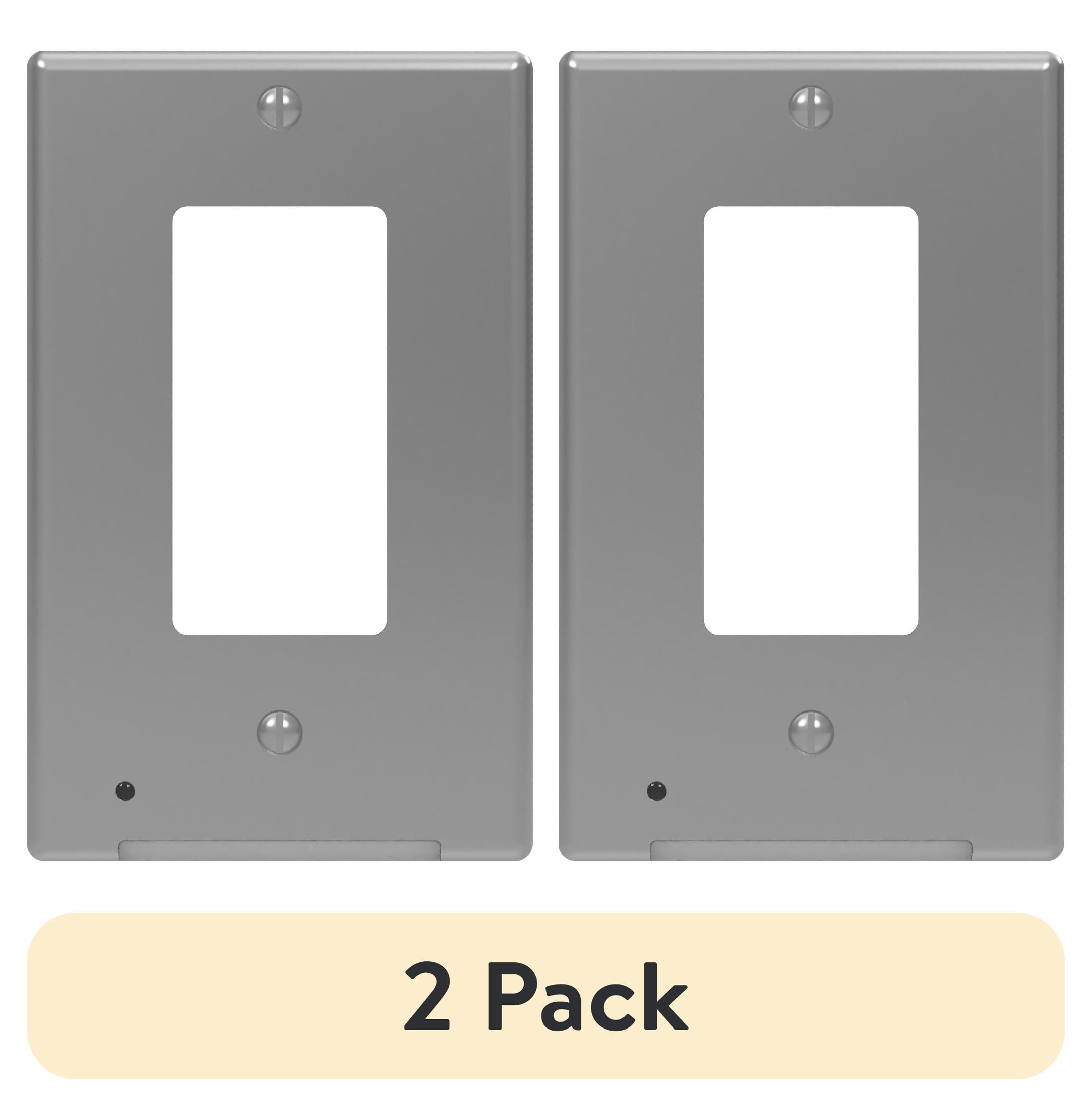 (2 pack) Westek LCR-CDDO-N LumiCover Core Décor Duplex Outlet Nightlight Wallplate, Satin Nickel