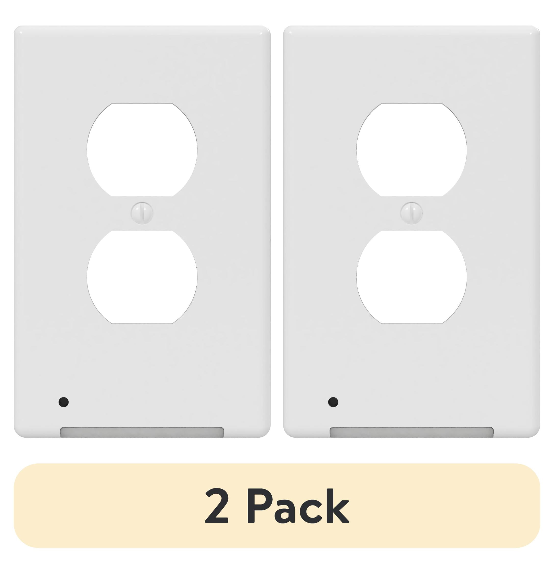 (2 pack) Westek LumiCover Classic Duplex Outlet Nightlight 5" Tall Wallplate, White