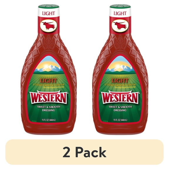 (2 pack) Western Light Sweet & Smooth French Salad Dressing, 15 fl. oz.