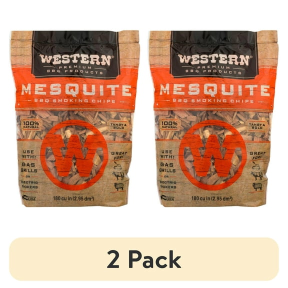(2 pack) Western Premium BBQ Products Mesquite Smoking Chips, 180 Cu in
