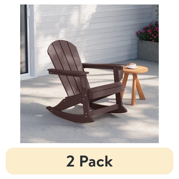 (2 pack) WestinTrends Malibu Outdoor Patio Porch Rocking Adirondack Chair, Dark Brown