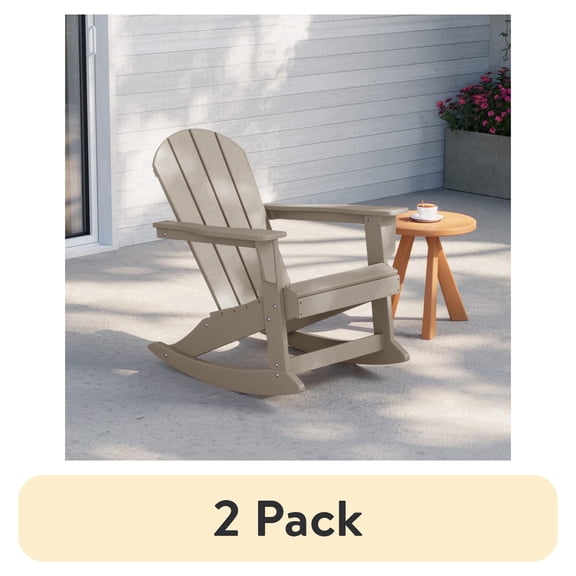 (2 pack) WestinTrends Malibu Outdoor Patio Porch Rocking Adirondack Chair, Weathered Wood