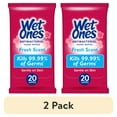 thumbnail image 1 of (2 pack) Wet Ones Antibacterial Hand Wipes, Fresh Scent, 20 Ct Travel Pack, Hypoallergenic, 1 of 9