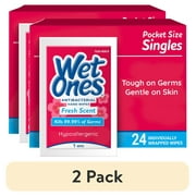(2 pack) Wet Ones Antibacterial Hand Wipes, Fresh Scent, 24 Ct Individually Wrapped Hand Wipes