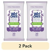 2 pack Wet Ones Antibacterial Hand Wipes, Lavender Floral Scent, 20 Ct Travel Pouch, 8 Hour Moisturization