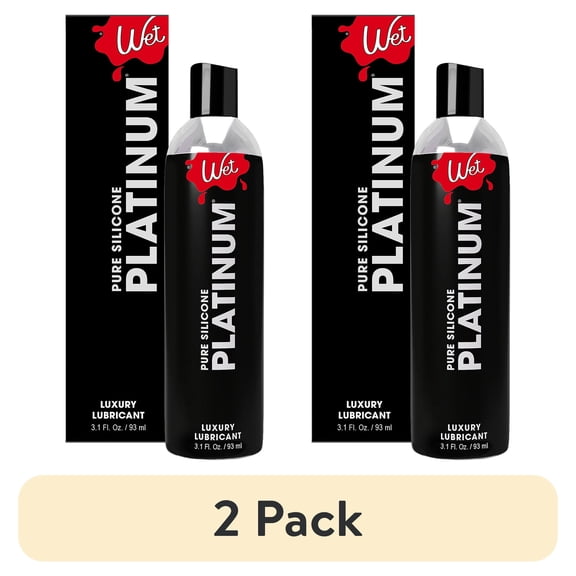 (2 pack) Wet Platinum Silicone-Based Unflavored Personal Lubricant, Ultra Long-Lasting Premium Lube for Men and Women, 3.1 fl oz
