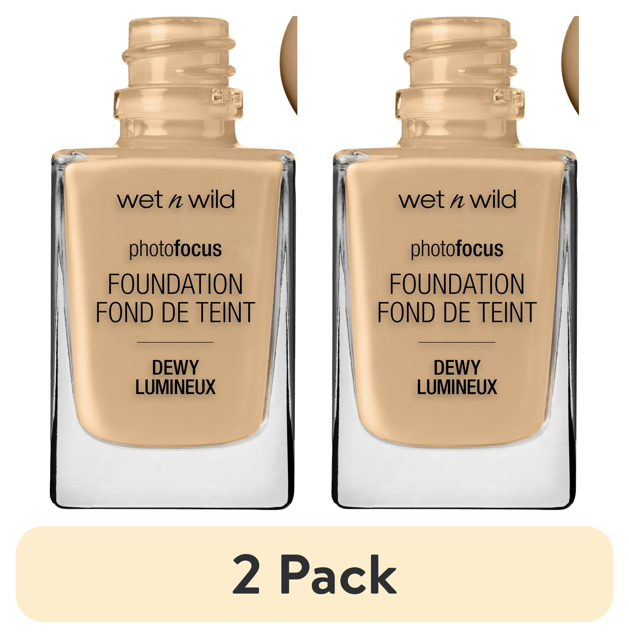 (2 pack) Wet n Wild Photo Focus Dewy Liquid Foundation Makeup, Bronze Beige, 1.0 fl oz