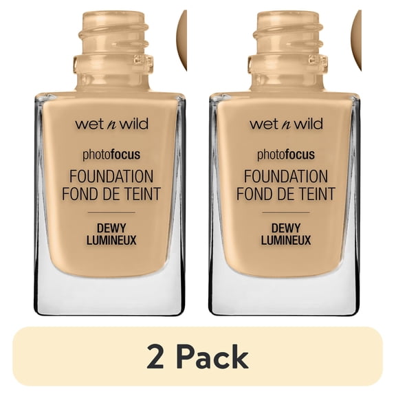 (2 pack) Wet n Wild Photo Focus Dewy Liquid Foundation Makeup, Bronze Beige, 1.0 fl oz