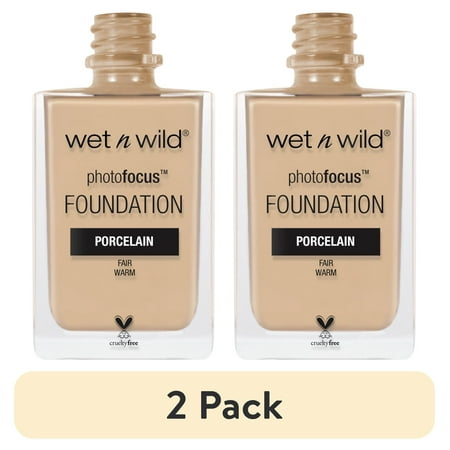 (2 pack) Wet n Wild Photo Focus Liquid Foundation Makeup, Matte, Porcelain, 1 fl oz