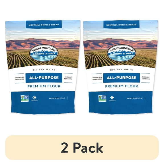 (2 pack) Wheat Montana Bakery, White All-Purpose Unbleached Flour, Non-GMO Verified, Certified Kosher,  10 lbs