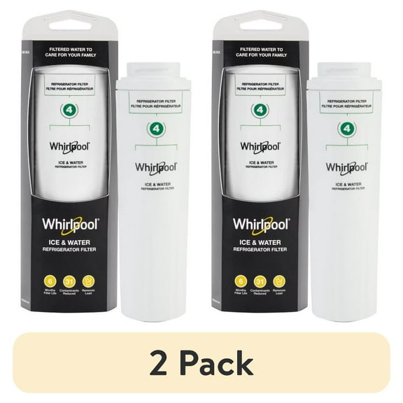 (2 pack) Everydrop by Whirlpool Ice and Water Refrigerator Filter 4, EDR4RXD1, Single-Pack, Green