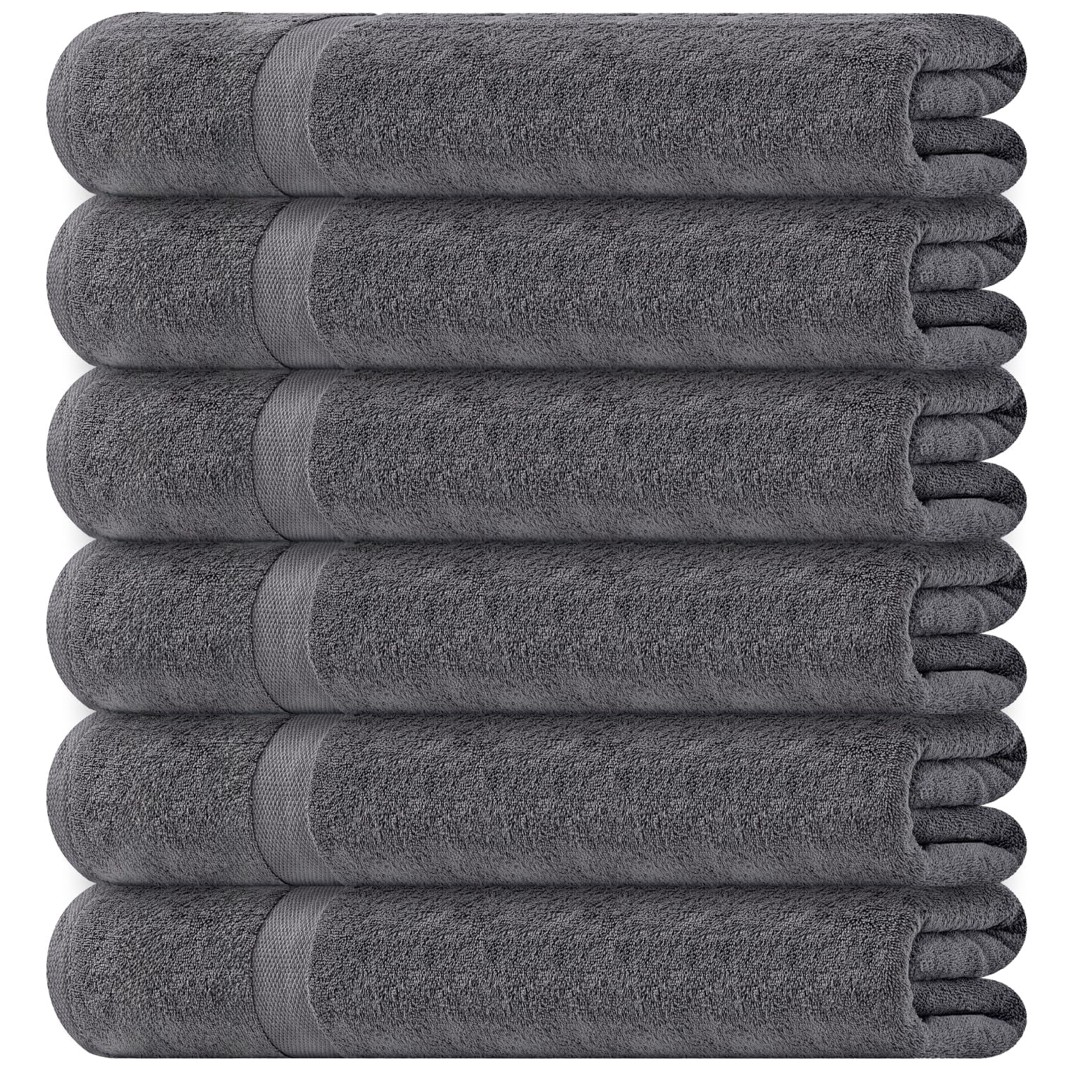 (2 pack) White Classic Wealuxe Collection Lightweight Cotton Small Bath Towels, Gray, 22 x 44, 6 Pack