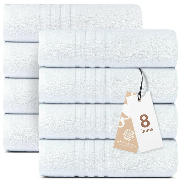 (2 pack) White Classic White Bath Towels 27x54 Inch, Cotton Towel Set for Bathroom, Hotel, Gym, Spa, Soft Extra Absorbent Quick Dry 4 Pack