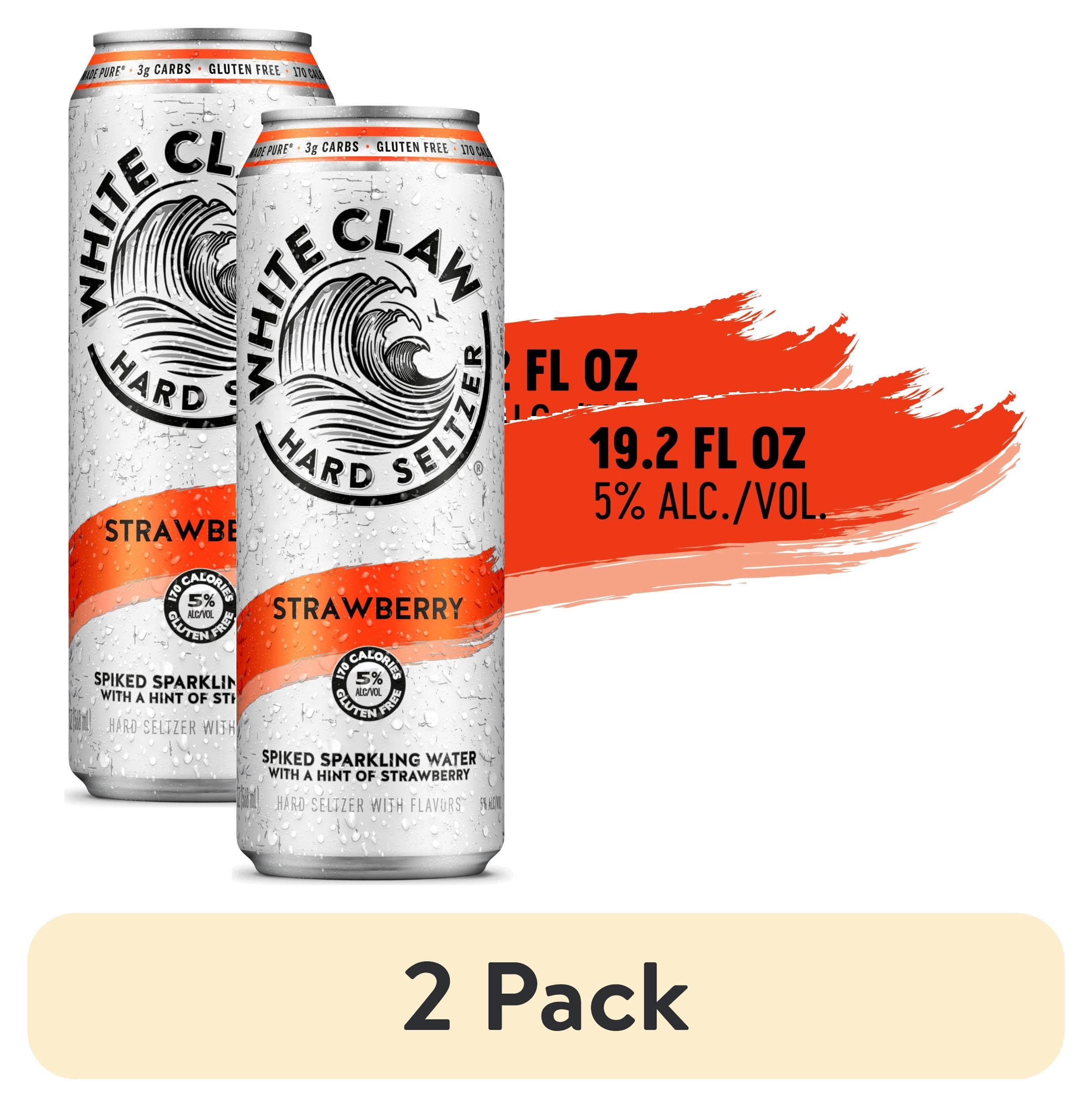 (2 pack) White Claw Hard Seltzer Strawberry, 19.2 fl oz Can, 5% ABV