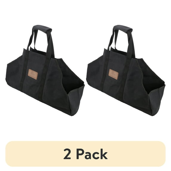(2 pack) White Duck Heavy Duty Firewood Log Carrier Bag Canvas Waxed Wood Boat Bag Firewood Holder for Fireplaces Camping