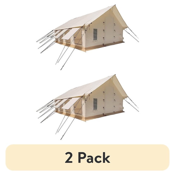 (2 pack) White Duck Outdoors Alpha Pro Wall Tent – 12' x 14', Fire & Water Repellent, 4-Season Canvas Tent with Heavy-Duty Frame, Maximum Occupancy 10 People