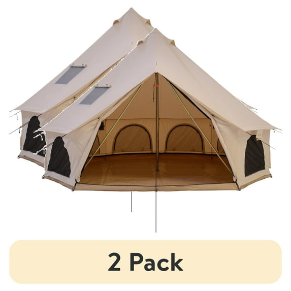 (2 pack) White Duck Outdoors Avalon Canvas Bell Tent (16') Fire Water Repellent, Luxury All Season Tent w/Stove Jack, Maximum Occupancy 8 People
