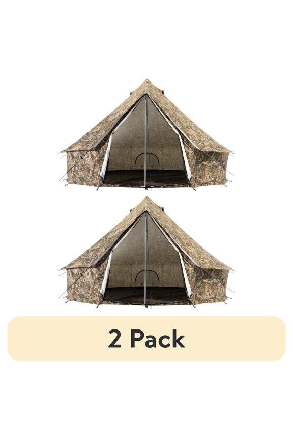 (2 pack) WHITEDUCK Regatta Canvas Bell Tent - w/StoveJack, Waterproof, 4 Season Luxury Camping and Glamping Yurt Tent Outdoor (10' (3M), Water Repellent, Realtree Edge)