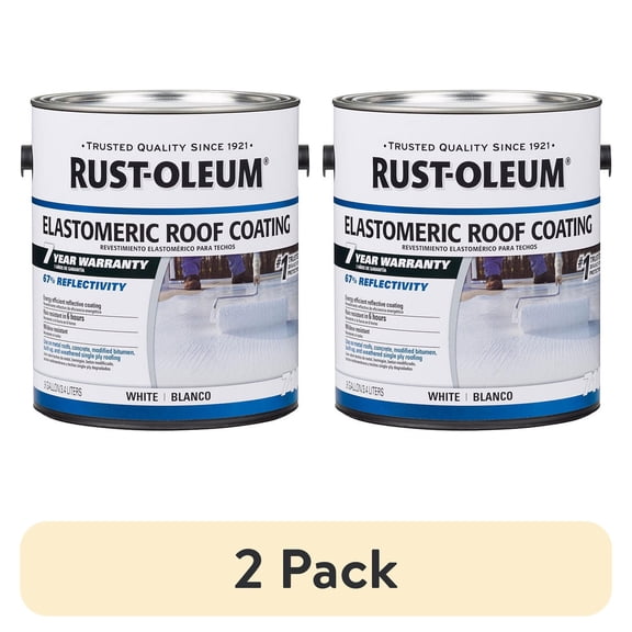 (2 pack) White, Rust-Oleum Elastomeric Roof Coating-301904, 1 gal