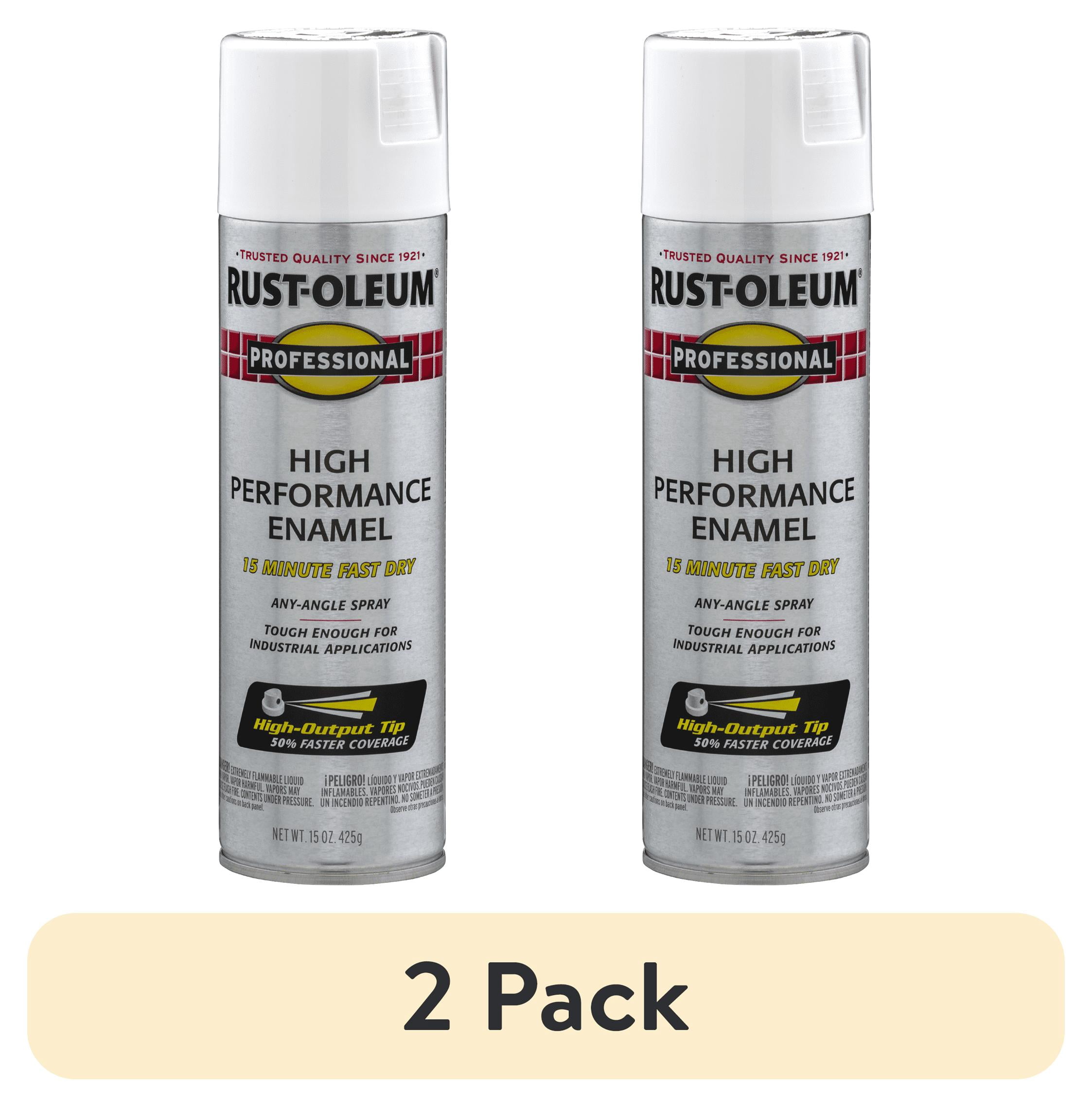 (2 pack) White, Rust-Oleum Professional High Performance Enamel Flat Spray Paint-7590838, 15 oz