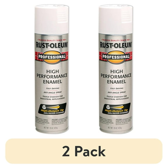 (12 pack) 6 Pack, White, Rust-Oleum Professional High Performance Gloss Enamel Spray Paint-7592838, 15 oz
