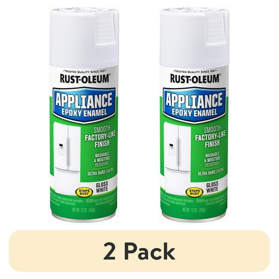 (2 pack) White, Rust-Oleum Specialty Gloss Appliance Epoxy Spray Paint, 12 oz