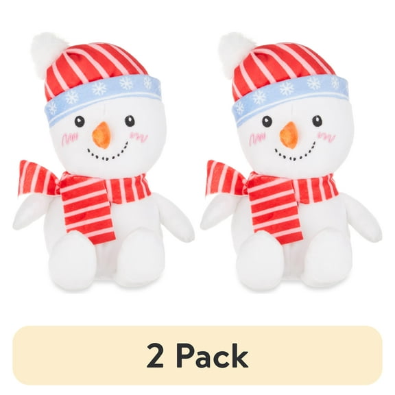 (2 pack) White Snowman Plush for All Ages, 10 in, by Holiday Time