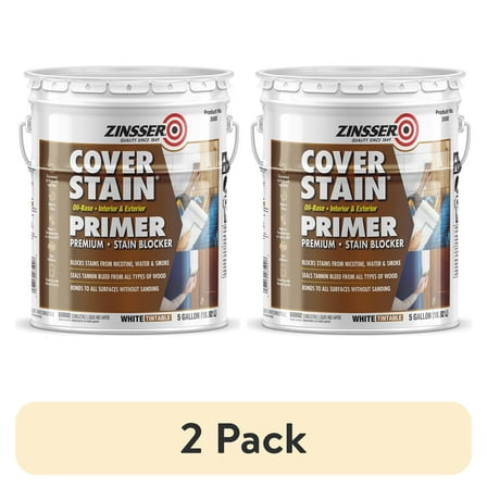 (2 pack) White, Zinsser Cover Stain Oil Base Primer-3500, 5 Gallon