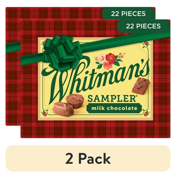 (2 pack) Whitman's Sampler Christmas Assorted Milk Chocolate Gift Box, 10 oz. (22 Pieces)
