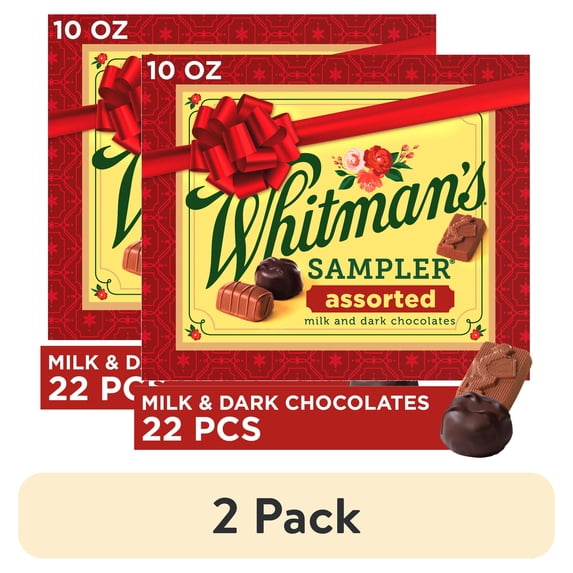 (2 pack) Whitman's Sampler Christmas Assorted Milk & Dark Chocolate ...