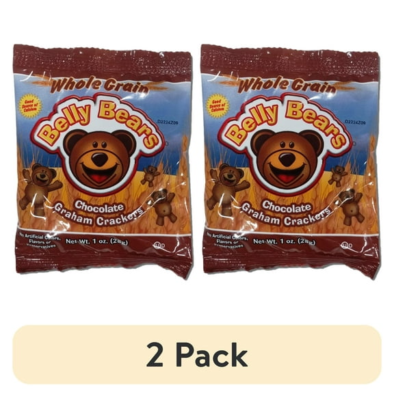 (2 pack) Whole Grain Chocolate Belly Bears School Graham Crackers, 20 Packs