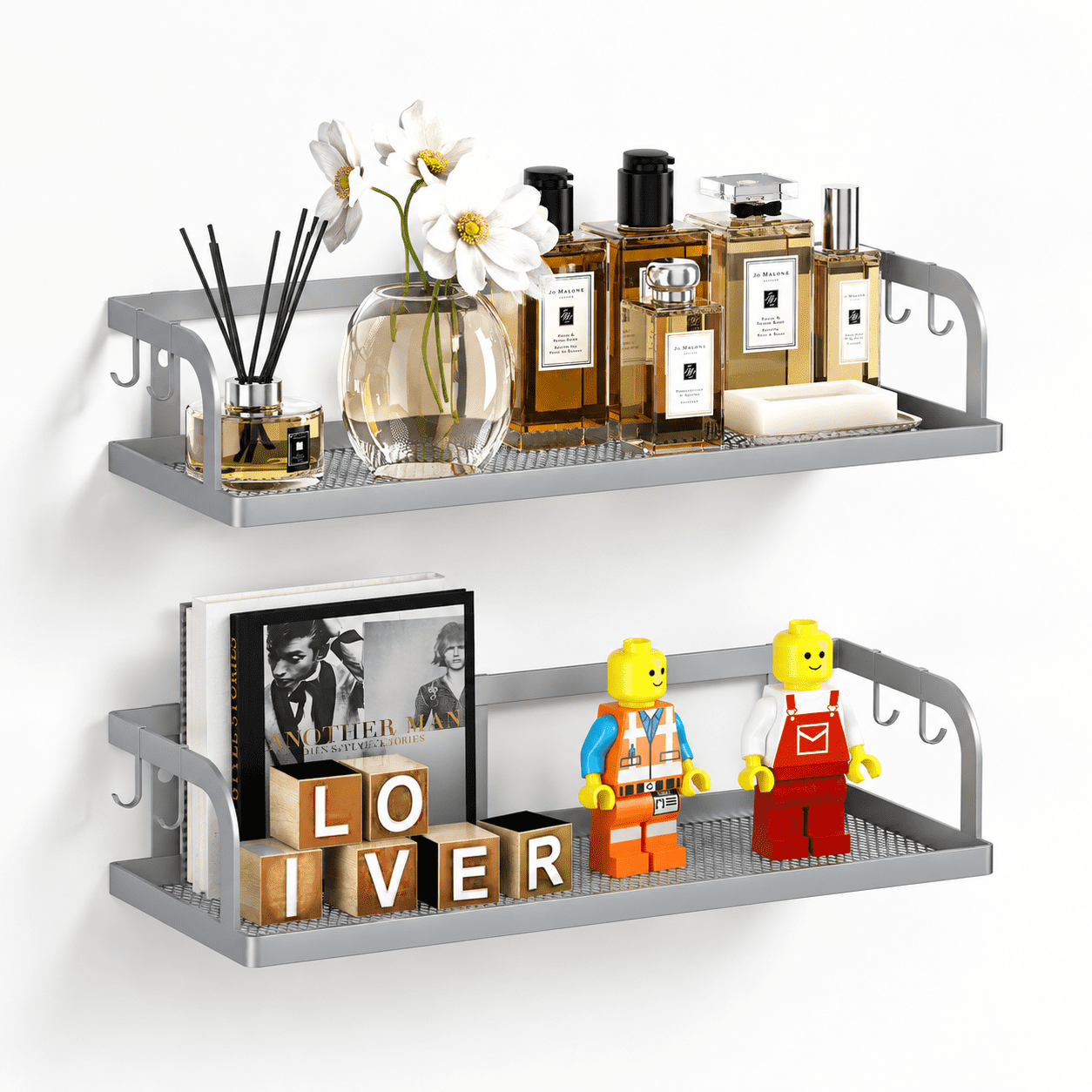 2-pack Wide Hollowout Shower & Spice Rack Wall Mount Bathroom Organizer ...