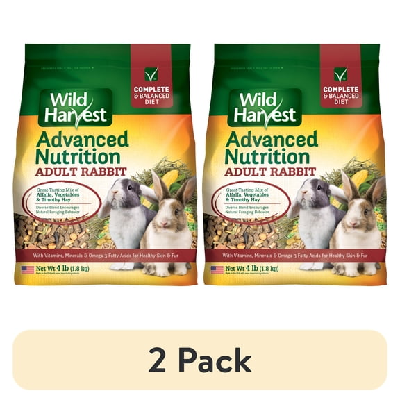 (2 pack) Wild Harvest Advanced Nutrition Adult Rabbit Complete and Balanced Diet, 4 lbs.