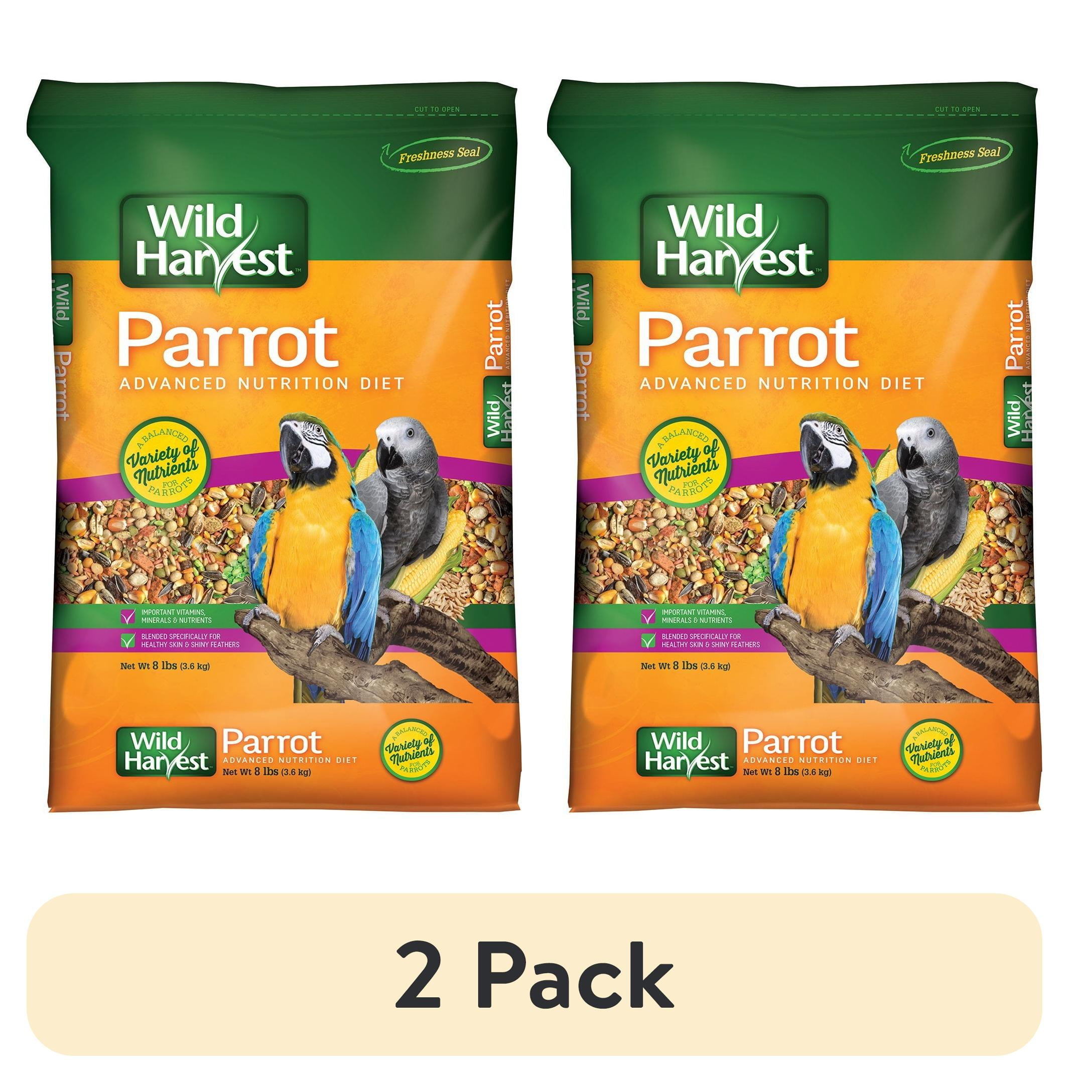 (2 pack) Wild Harvest Advanced Nutrition Parrot Bird Food, Seed, Grain and Vegetable Mix, 8 lb Bag