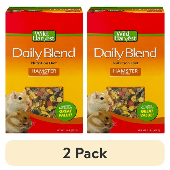 (2 pack) Wild Harvest Daily Blend Nutrition Diet for Hamsters and Gerbils, 32 oz