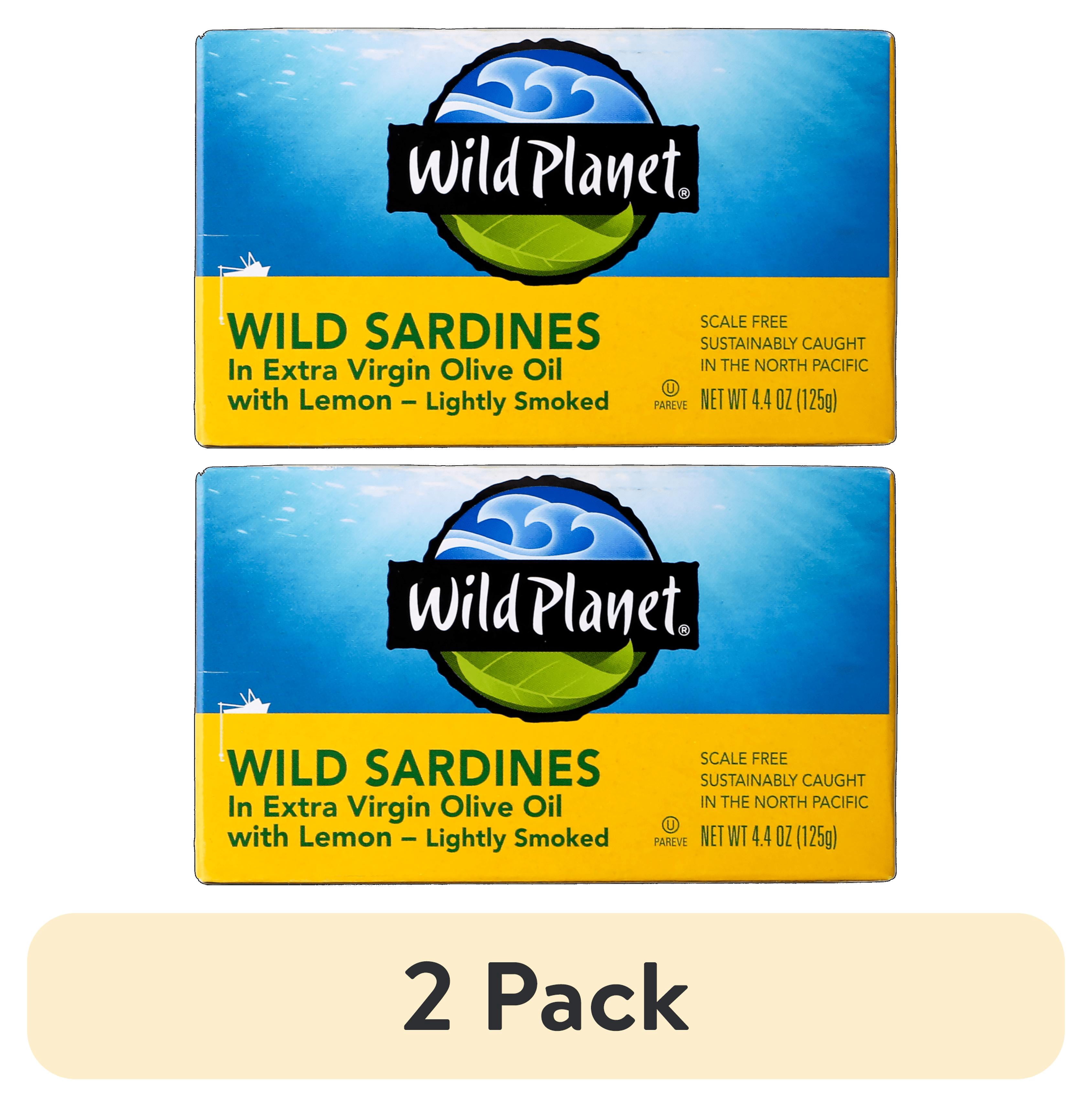(2 pack) Wild Planet Wild Caught Sardines in Extra Virgin Olive Oil with Lemon, Lightly Smoked, 4.4 oz Can