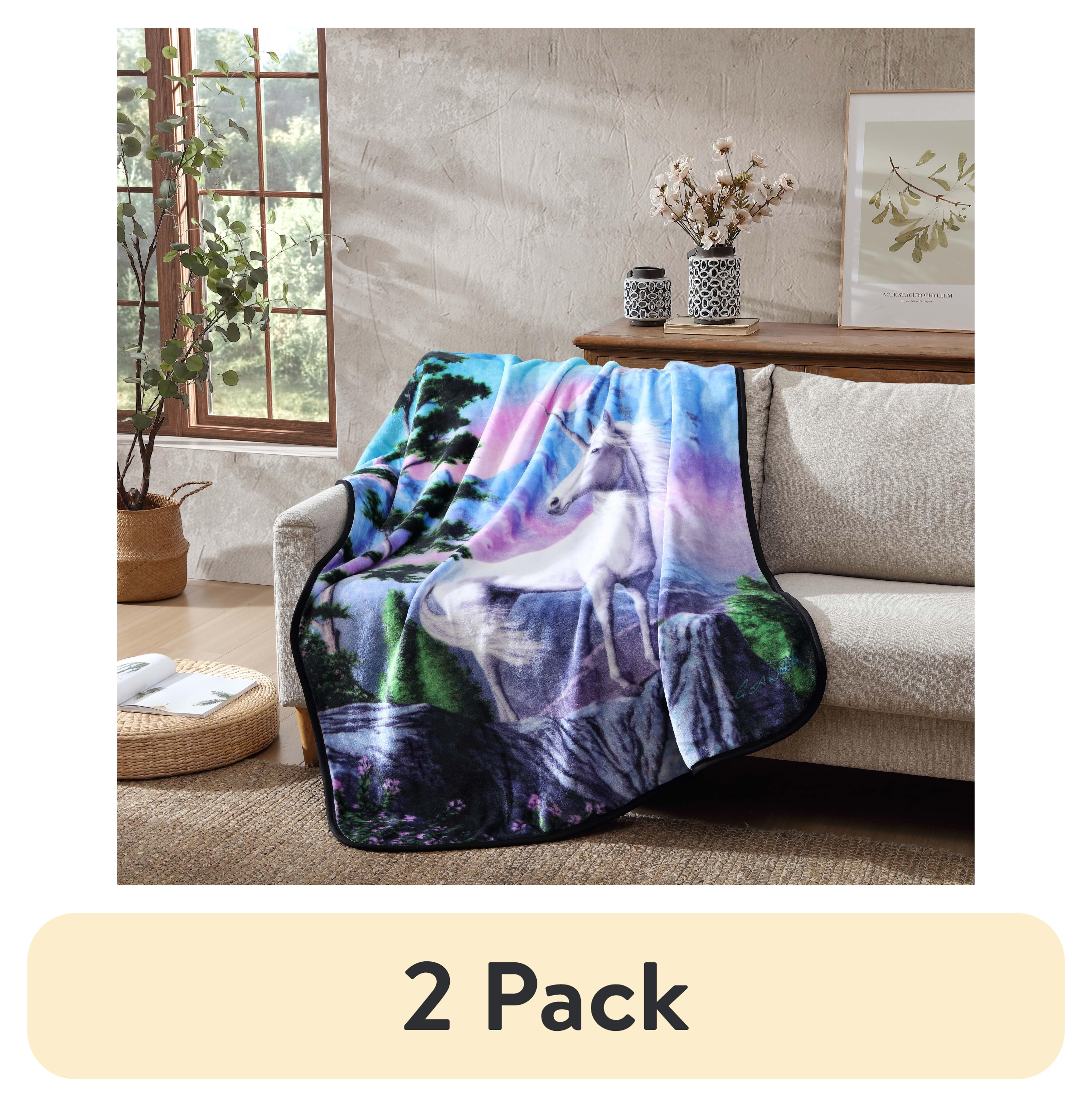 Wilderness Unicorn Multicolor Plush Throw Blanket