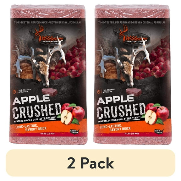 (2 pack) Wildgame Innovations Apple Crushed Deer Attractant Salt Block, 4lbs | Long-Lasting Time-Released Powerful Health-Promoting Mineral Block for Deer