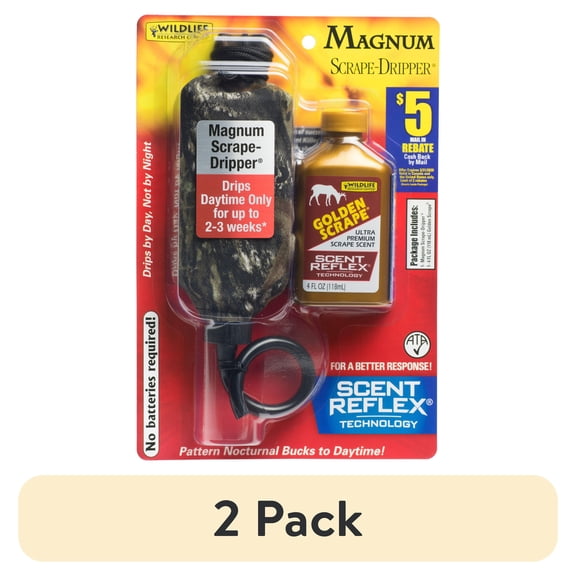 (2 pack) Wildlife Research Center, Magnum Scrape Dripper Combo, 4 fl oz Hunting Scent and Dispenser