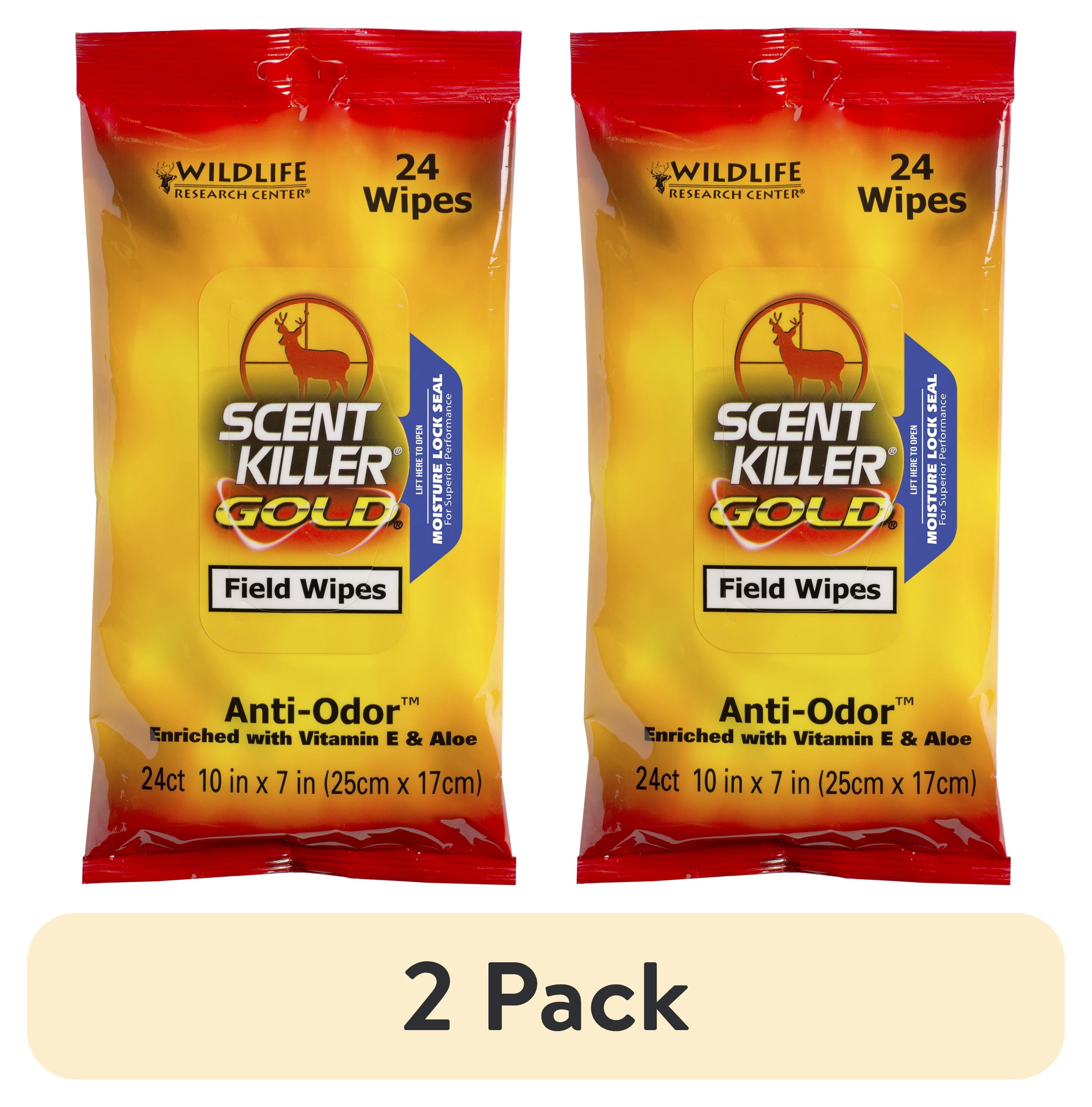 (2 pack) Wildlife Research Center Scent Killer Gold Field Wipes 24 pack for Hunting