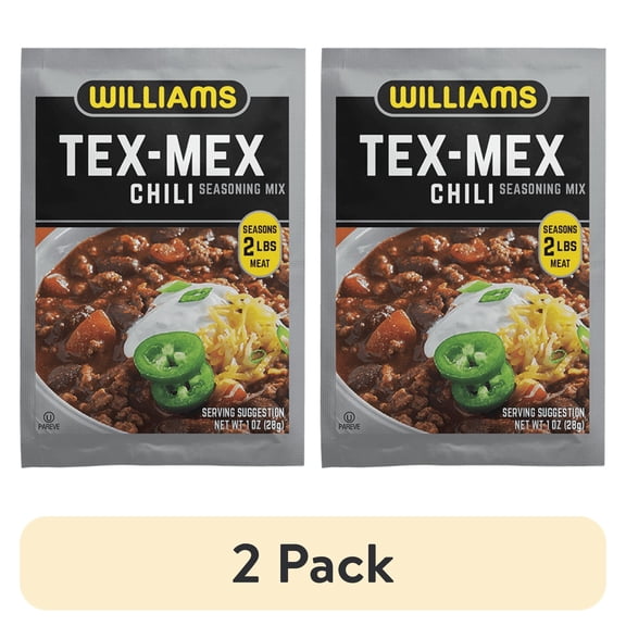 (2 pack) Williams Chili Seasoning, Tex-Mex Style, 1 oz
